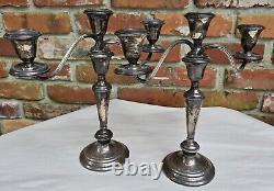 Vieille paire VTG de candélabres en argent sterling Gorham 925 à quatre sections 11,5 #808-1