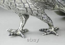 Vintage 1950s Paire D'argent Mexicaine Full Crafted Sterling Argent Faisans 1727gr