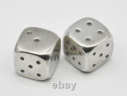 Vintage 1960 Paire De Gros Dés D’argent Sterling 29 Grammes Made In Italy