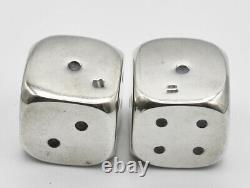 Vintage 1960 Paire De Gros Dés D’argent Sterling 29 Grammes Made In Italy