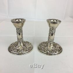 Vintage 1987 Broadway & Co En Argent Sterling Rempli Bougeoirs Paire 10cm De Haut