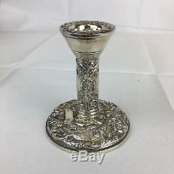 Vintage 1987 Broadway & Co En Argent Sterling Rempli Bougeoirs Paire 10cm De Haut
