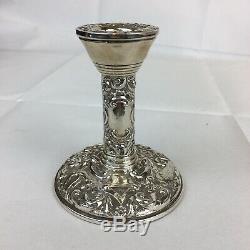 Vintage 1987 Broadway & Co En Argent Sterling Rempli Bougeoirs Paire 10cm De Haut
