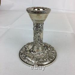 Vintage 1987 Broadway & Co En Argent Sterling Rempli Bougeoirs Paire 10cm De Haut
