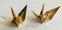 Vintage 20ème Siècle Japon Paire D'argent Pur 950 Origami Crane Birds Boxed