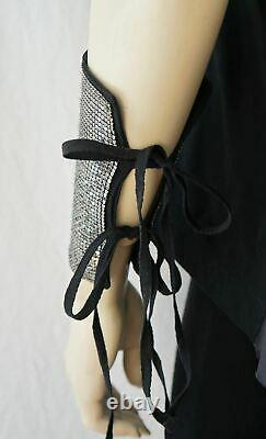 Vintage Ann Demeulemester Argent Mesh Tie Bracelets En Soie Cuffs Paire Brand New