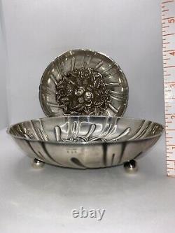 Vintage Antique S Kirk & Son Sterling Silver 431 Pair Of Footed Bowls 11,22 Oz