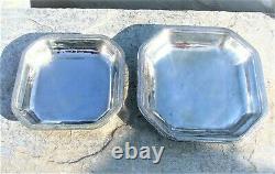 Vintage Argent Plaqué Octagonal Paire Platters Gense Extra Suédois American Line