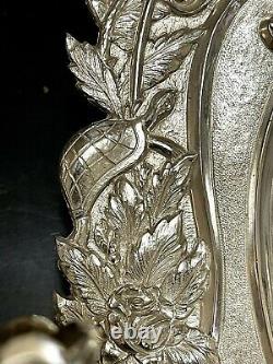 Vintage Aspery Silver Sterling Paire Sconces Murales, Très Rare Et Lourd, Inhabituel
