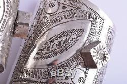 Vintage Berber Bracelet En Argent Bédouine Cuff Pair-afrique Du Nord / Moyen-orientale