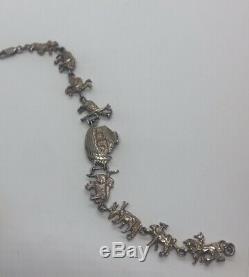 Vintage Bracelet Argent 925 Noahs Arche Animaux Bateau 8 Paires De Navires