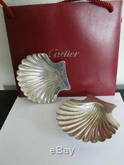Vintage Cartier Paire D'argent Sterling Dishes Shell Caviar