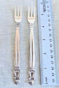 Vintage Georg Jensen Acorn Pair Of Sterling 5 3/4 Oyster Forks 3 Tines No Mono