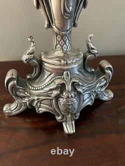 Vintage Géorgie Styled Silvered Candélabres Lampe Bougeoir Paire Italienne