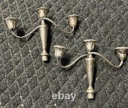 Vintage Gorham Argent Sterling Porte-Bougie Triple Paire de Bougeoirs Sans Base