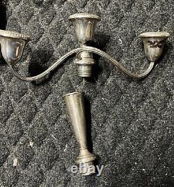 Vintage Gorham Argent Sterling Porte-Bougie Triple Paire de Bougeoirs Sans Base