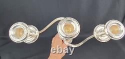 Vintage Gorham Sterling Argent Puritan 3 Lumière Convertible Candelabras Paire Nice