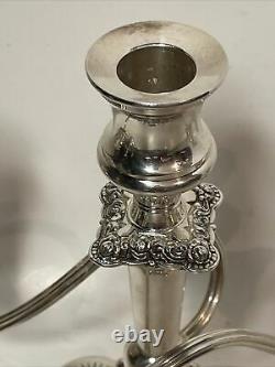 Vintage International Silver Company Candelabra 3 Bras Paire Candle Holder 9.5