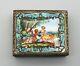 Vintage Italien Chased Gilt 800 Silver Enamel Couple Dans Le Parc Compact & Rouge À Lèvres