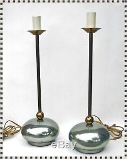 Vintage MID Century Modern Atomique Orb Métal Retro Lamp Pair (2)