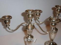 Vintage Mueck Carey Royal Rose Sterling Paire 3 Branches Convertible Candelabra