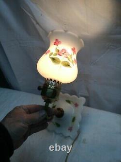 Vintage Painted Milk Glass Wall Sconce Ornate Vanity Light Paire