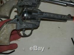 Vintage Paire De Roy Rogers Kilgore Toy Cap Gun Avec Silver Double Holster