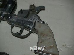 Vintage Paire De Roy Rogers Kilgore Toy Cap Gun Avec Silver Double Holster