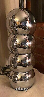 Vintage Paire George Kovacs Stacked Ball Chrome Table Lamp MID Century Modern MCM