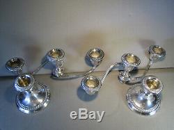 Vintage Paire Sterling Gorham Candelabra 3 Lumières Bougeoirs # 667