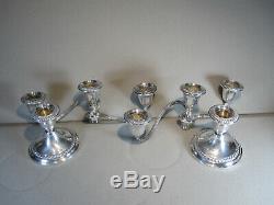 Vintage Paire Sterling Gorham Candelabra 3 Lumières Bougeoirs # 667