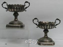 Vintage Paire Suède Argent Plats Maître Sel