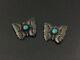 Vintage Petite Sud-ouest Turquoise En Argent Sterling Papillon Broche Paire