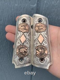 Vintage. Poignées mexicaines en argent 925 et or 10 carats de 1911