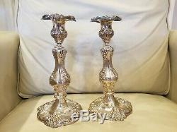 Vintage Reed & Barton King Francis 1630 Plaque Argent 10 Pouces Bougeoirs Paire