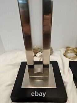 Vintage Robbert Abbey Inc. Paire de lampes de table de style Donut. MCM