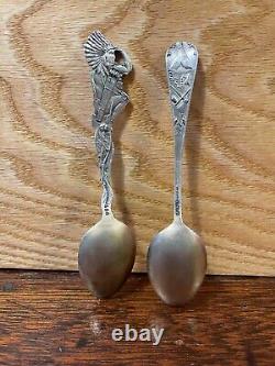Vintage Sterling Souvenir Spoon Tonopah Nev. Paire De Dépiction Amérindienne