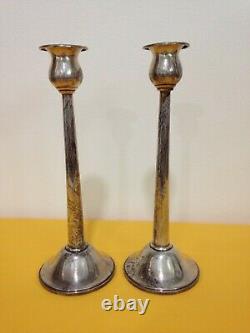 Vintage Wallace Argent Sterling Skinny Peighted Candlestick #7429 Pair Lot De 2