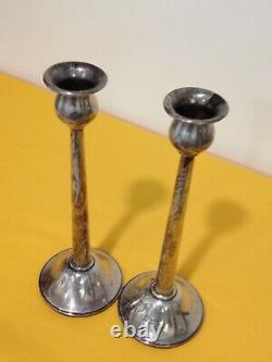 Vintage Wallace Argent Sterling Skinny Peighted Candlestick #7429 Pair Lot De 2