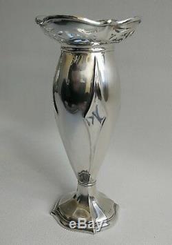Vtg 1916 Paire De Vases À Bourgeon Joseph Gloster Ltd En Argent Massif Art Nouveau Déco 301g
