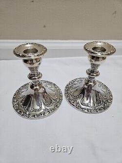 Vtg Gorham Original en Argent Massif Chantilly Paire de Bougeoirs EP YC3004