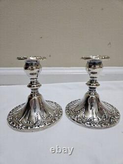 Vtg Gorham Original en Argent Massif Chantilly Paire de Bougeoirs EP YC3004