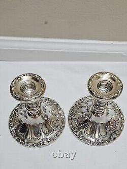 Vtg Gorham Original en Argent Massif Chantilly Paire de Bougeoirs EP YC3004