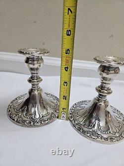 Vtg Gorham Original en Argent Massif Chantilly Paire de Bougeoirs EP YC3004