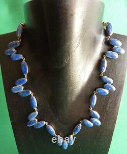 Vtg Lapis Lazuli 970 Collier De Liaison En Argent Sterling Chili Fait À La Main +2 Paires D'oreilles