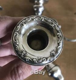 Vtg Paire Gorham Argent Sterling Duchess Chantilly 3-cup Candélabres 750 13.5in T