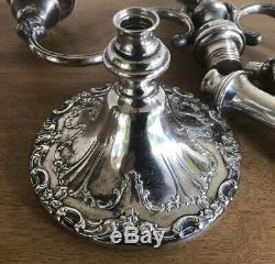 Vtg Paire Gorham Argent Sterling Duchess Chantilly 3-cup Candélabres 750 13.5in T