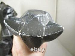 Vtg Set Pair 1961 Universal Staturary Black To Silver Cubist Cat Sculptures Figu