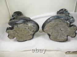 Vtg Set Pair 1961 Universal Staturary Black To Silver Cubist Cat Sculptures Figu