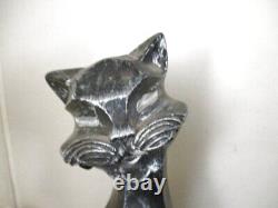 Vtg Set Pair 1961 Universal Staturary Black To Silver Cubist Cat Sculptures Figu